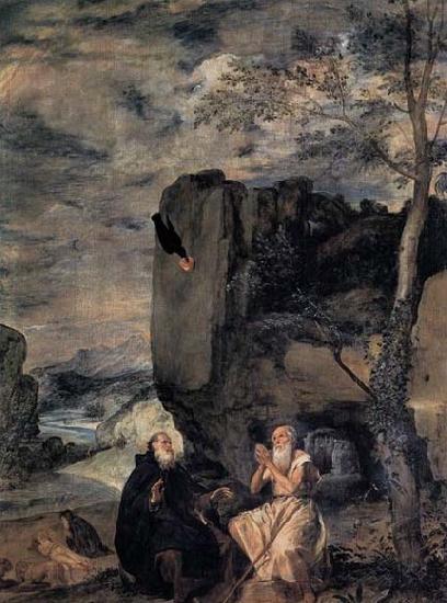 VELAZQUEZ, Diego Rodriguez de Silva y St Anthony Abbot and St Paul the Hermit China oil painting art